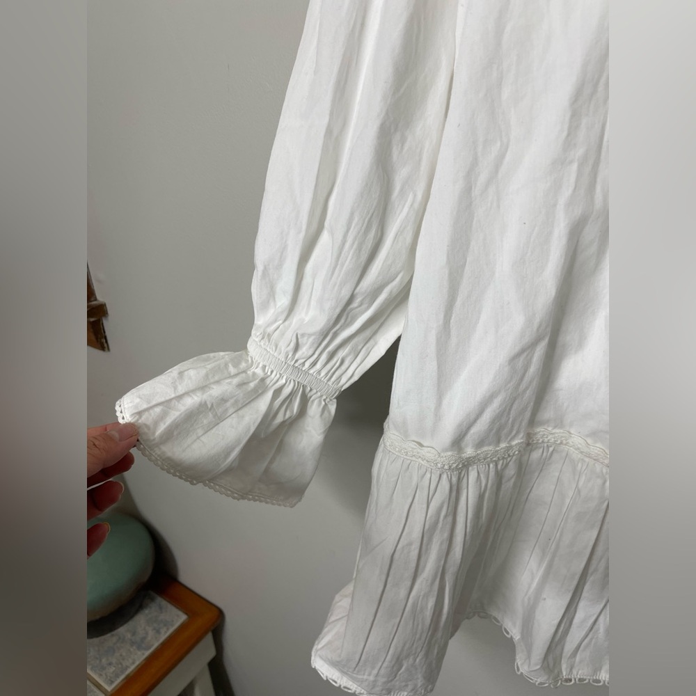Miss Selfridge NWT Women's Natural Embroidered Poplin Shirt Dress 4 Cottagecore - Picture 9 of 14